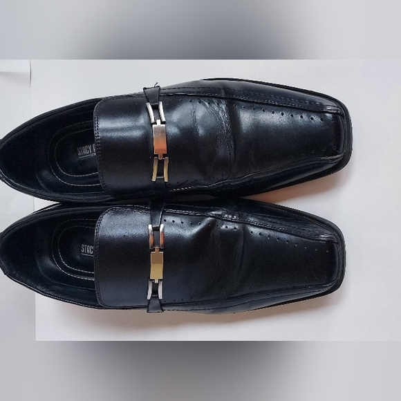 Stacy Adams Cade Bike Toe Black Slip-On Leather Dress Shoes 20126-001 11M - Picture 3 of 11